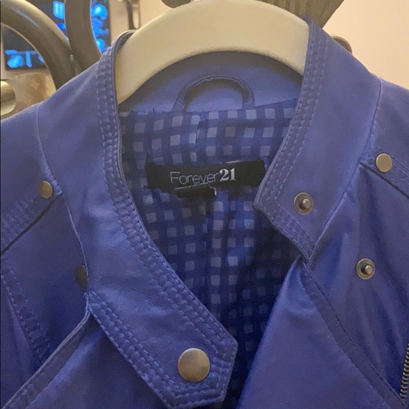 Forever 21 Blue Leather Jacket - Picture 7 of 7